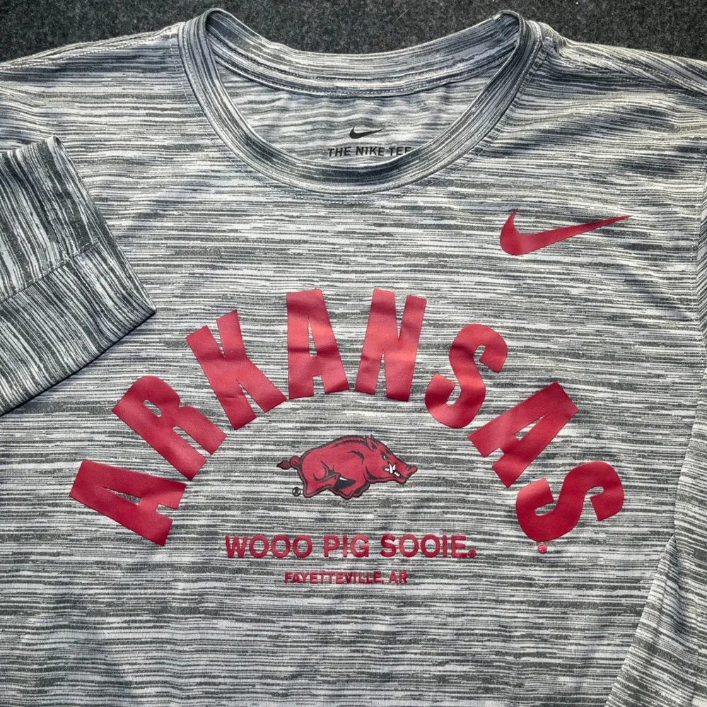 Nike Arkansas Razorbacks Mens Small Grey Dri-FIT Long Sleeve Tee